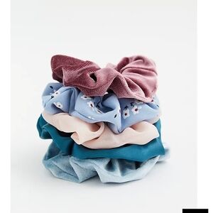 🆕BLUE FLORAL & PINK HAIR TIE PACK - PACK OF 5